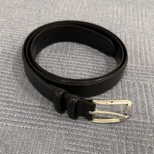 Polo Ralph Lauren Vintage Black Leather Belt with Silver Buckle